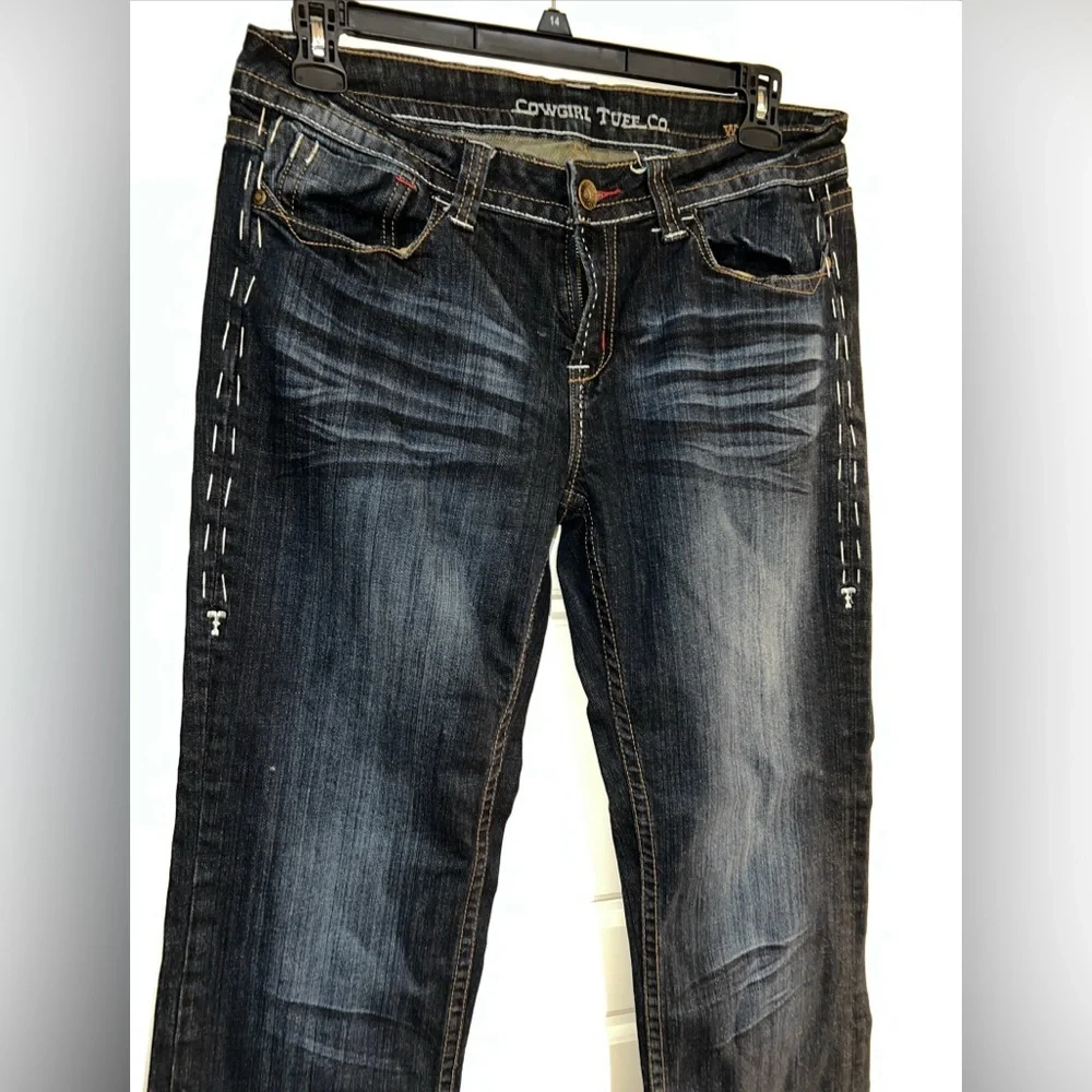 Cowgirl Tuff let er buck 32 x 31” dark denim jeans embroidery - Picture 8 of 12